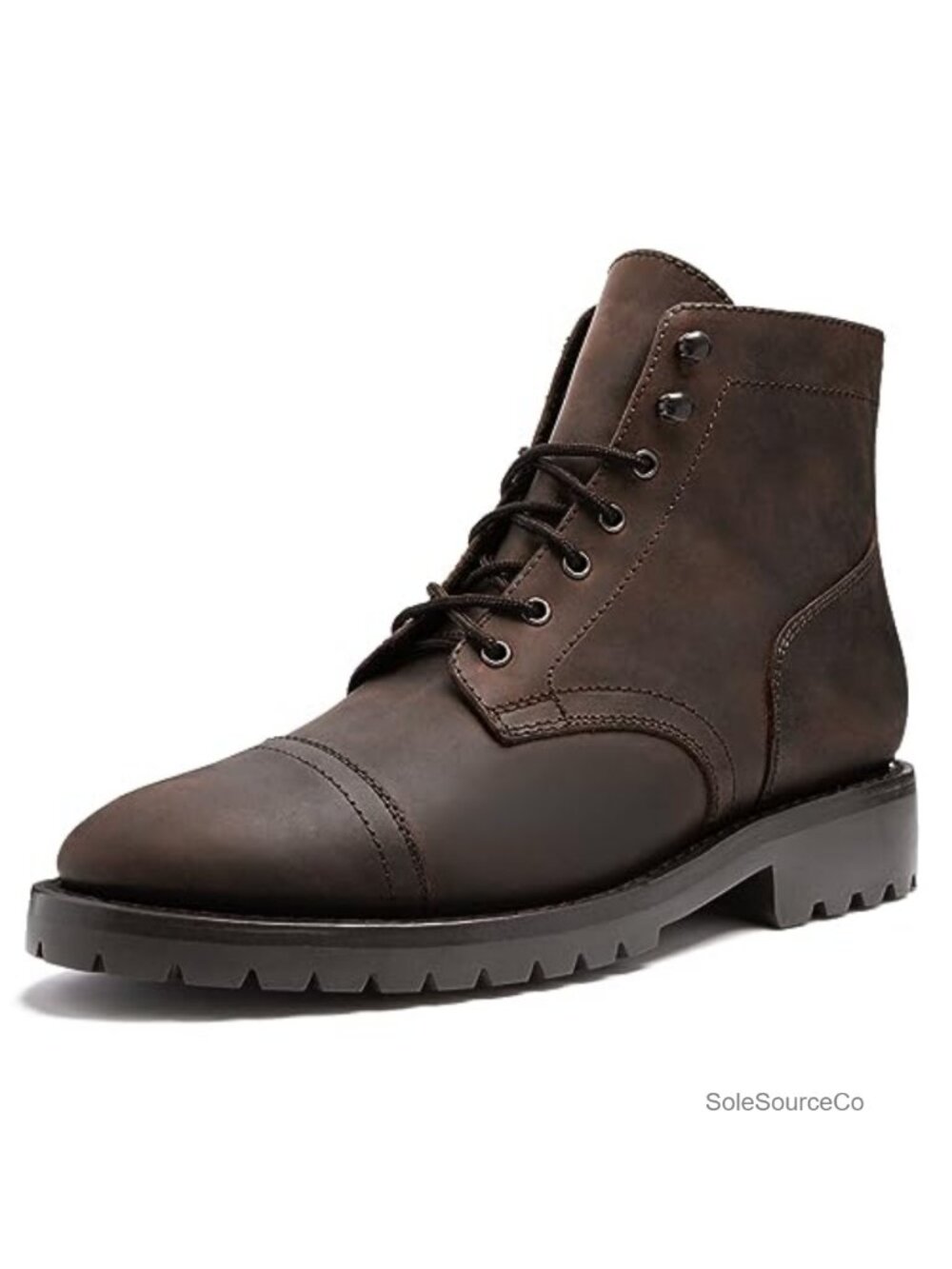 Men's Leather Cap Toe Boots - Rugged Ankle Boots for Work and Casual Wear